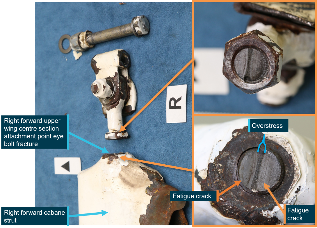 Figure 7: Right eye bolt, cabane strut and fracture surface