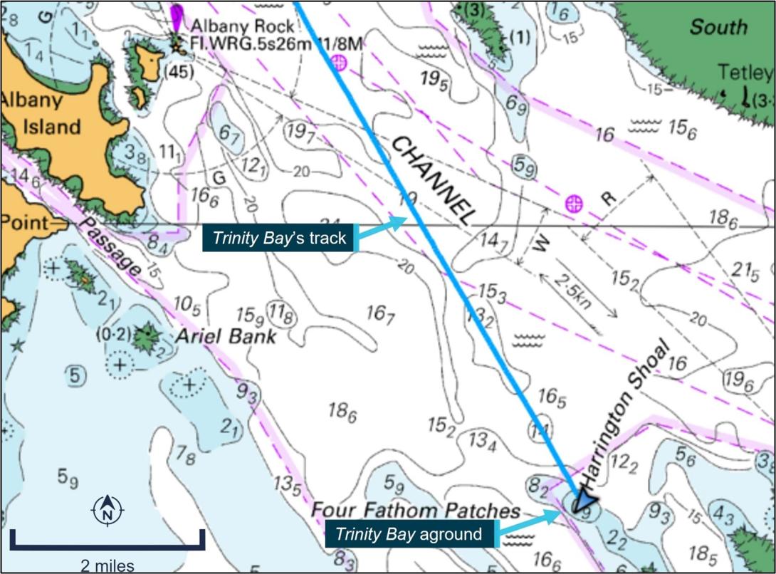 Section of chart Aus 839 showing Trinity Bay’s track