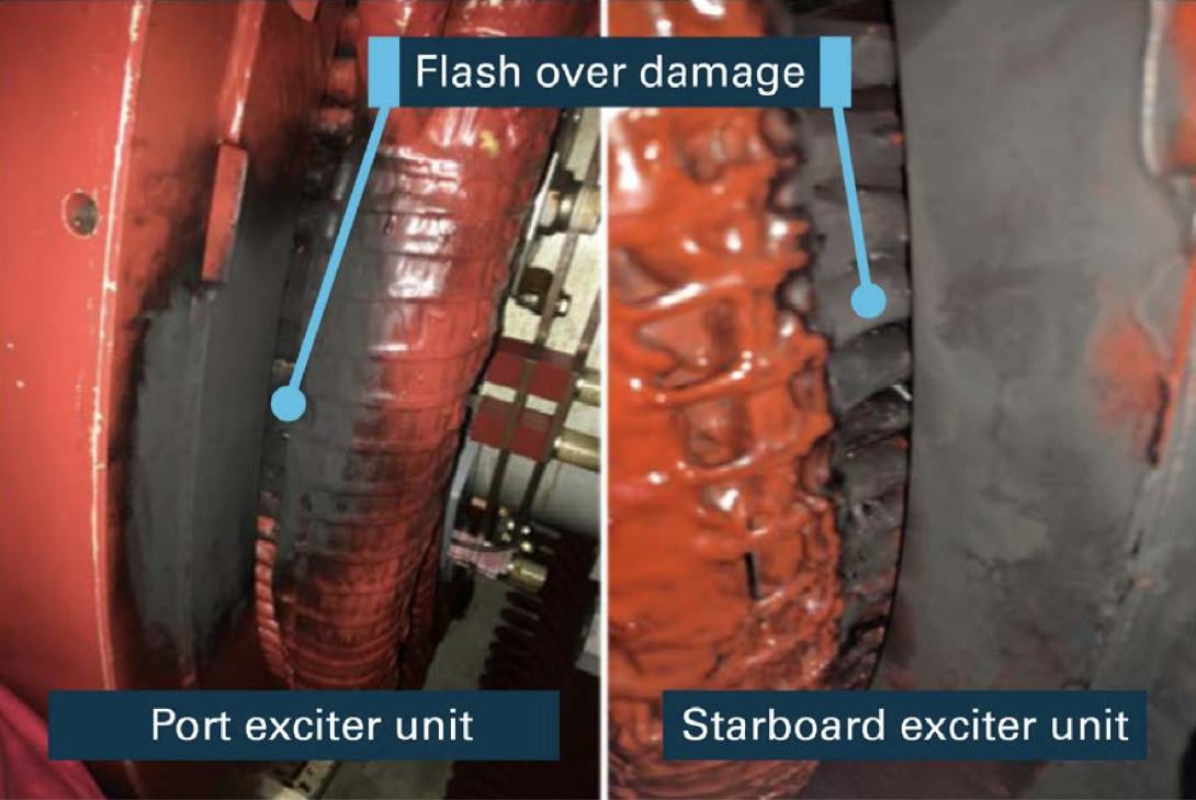 Close up view of the flash over damage
