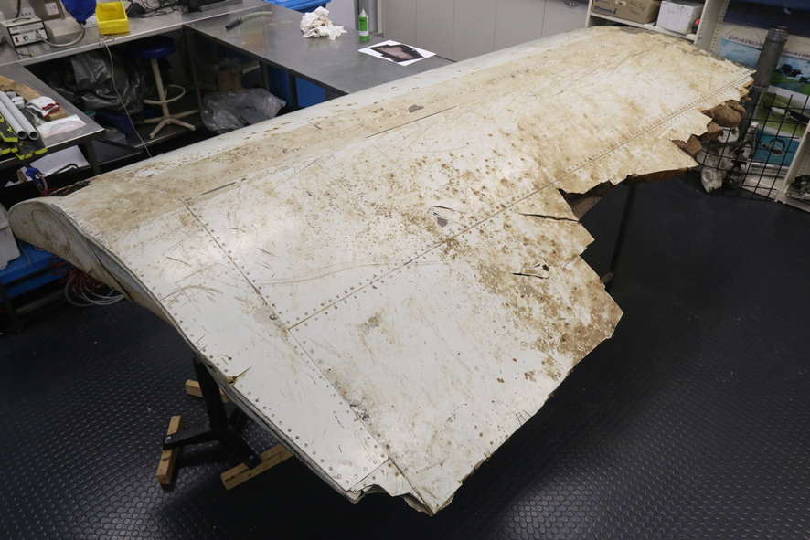 Right outboard flap section in the ATSB's Canberra facilities.
