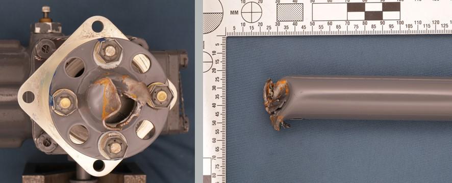 Figure 2: Fractured tail rotor drive shaft