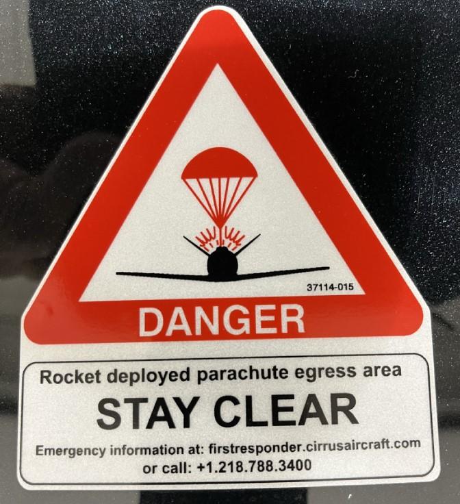 Figure 8: Example of an ASTM Standard CAPS Placard used on the SF50 Vision Jet