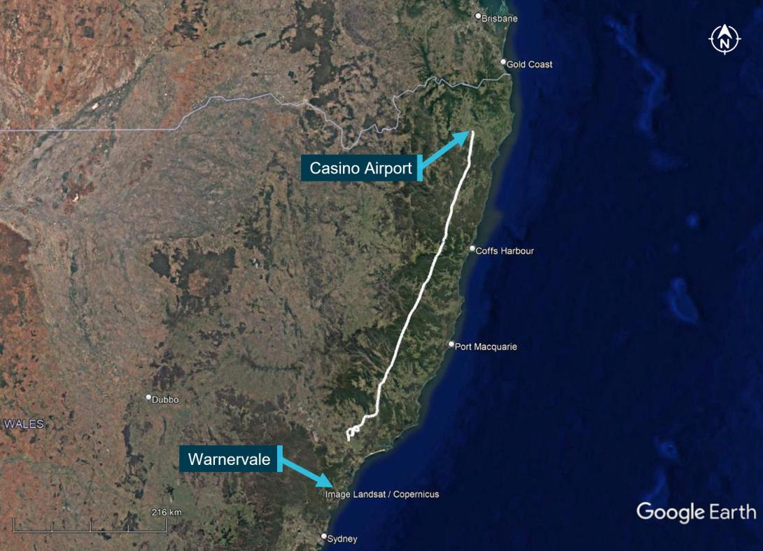Figure 1: VH-PHP flight track