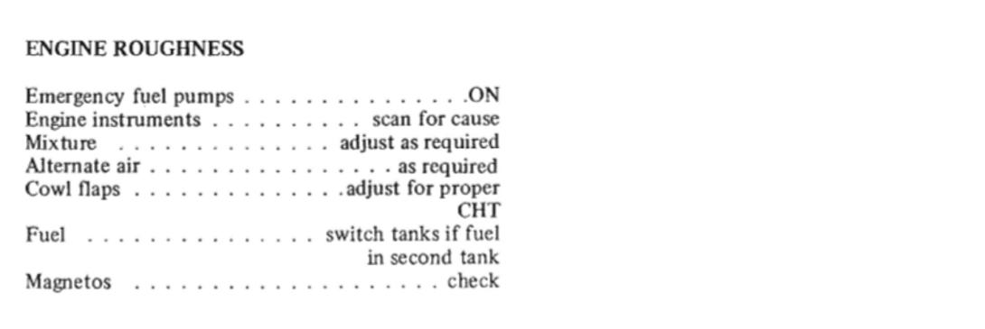 Figure 6: PA-31-350 engine roughness checklist