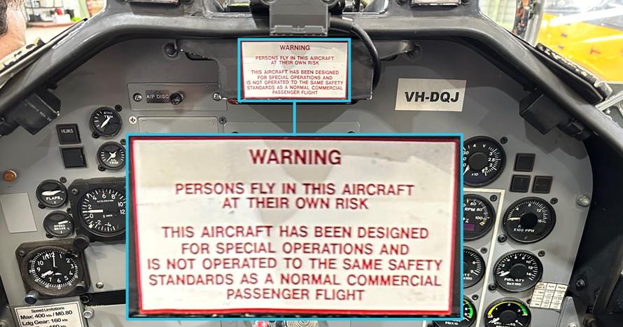 Figure 8: Rear instrument panel placard in Viper 1