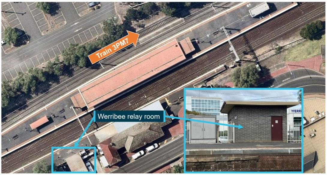 Figure 10: Aerial view of Werribee Railway Station and relay room