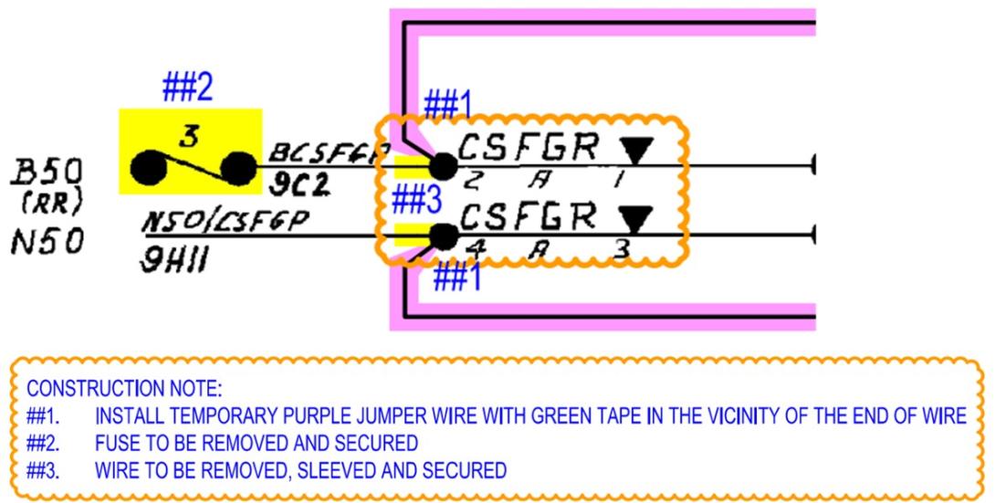 Figure 13: Extract from design modification drawing, post incident