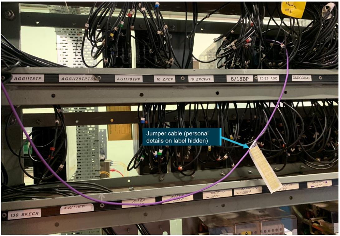 Figure 3: One of the jumper wires installed in the Werribee relay room on 29 November