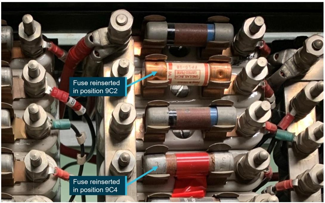Figure 4: Fuses 9C2 and 9C4 replaced in Werribee relay room