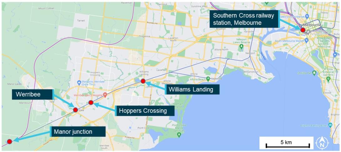 Figure 7: Location of Werribee Railway Station to the west of Melbourne