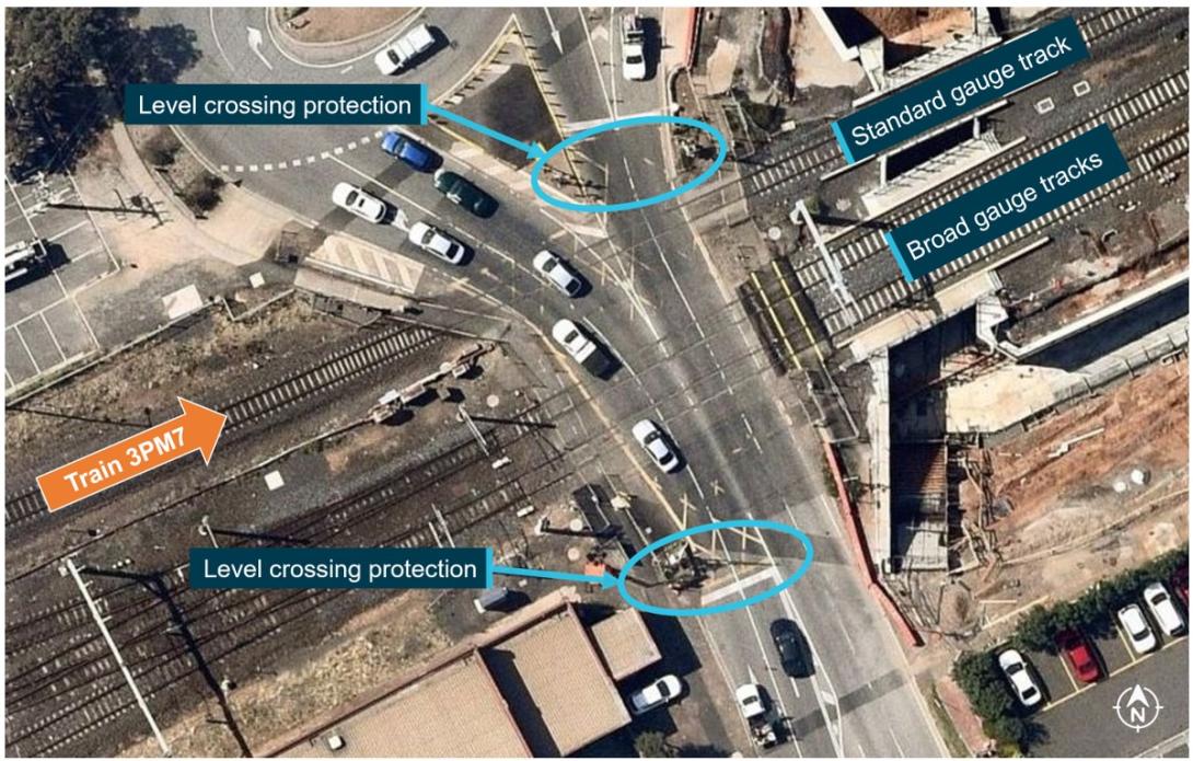 Figure 9: Aerial view of Cherry Street level crossing in December 2020