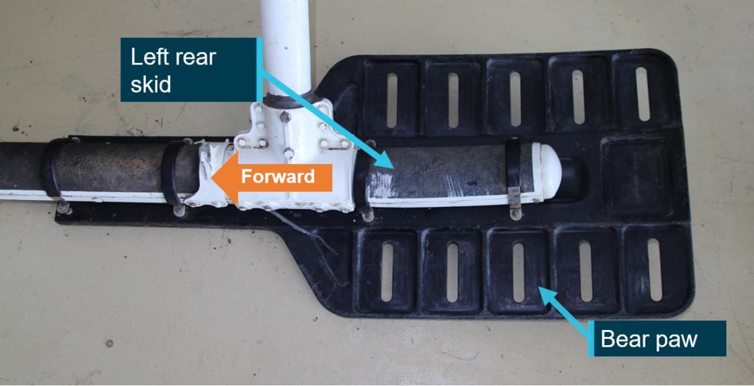 Figure 6: VH-EQW left skid with bear paw fitted