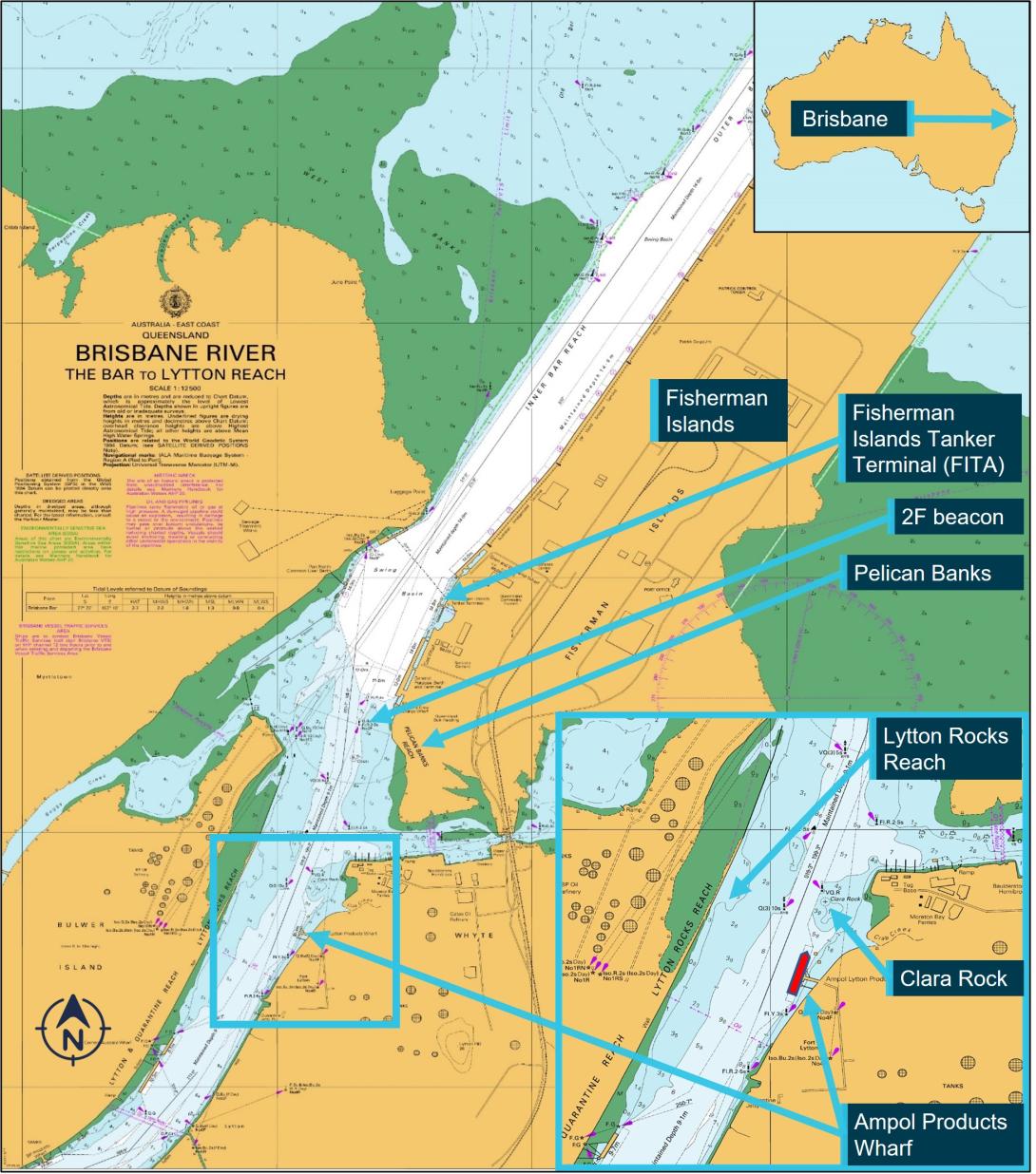 Figure 1: CSC Friendship’s location at the Ampol products wharf