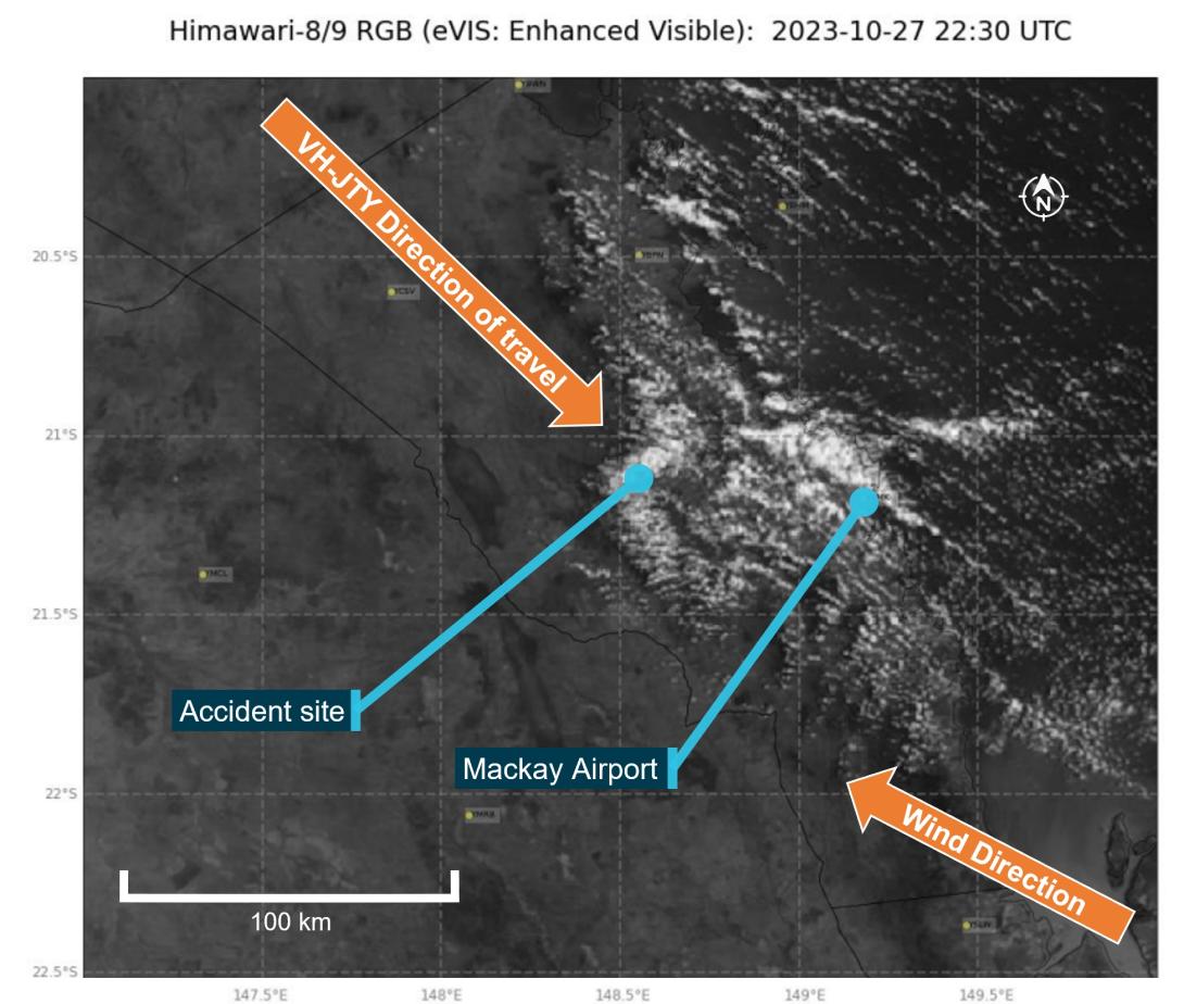 Figure 10: Satellite image showing cloud formation on 28 October at 0830 local time