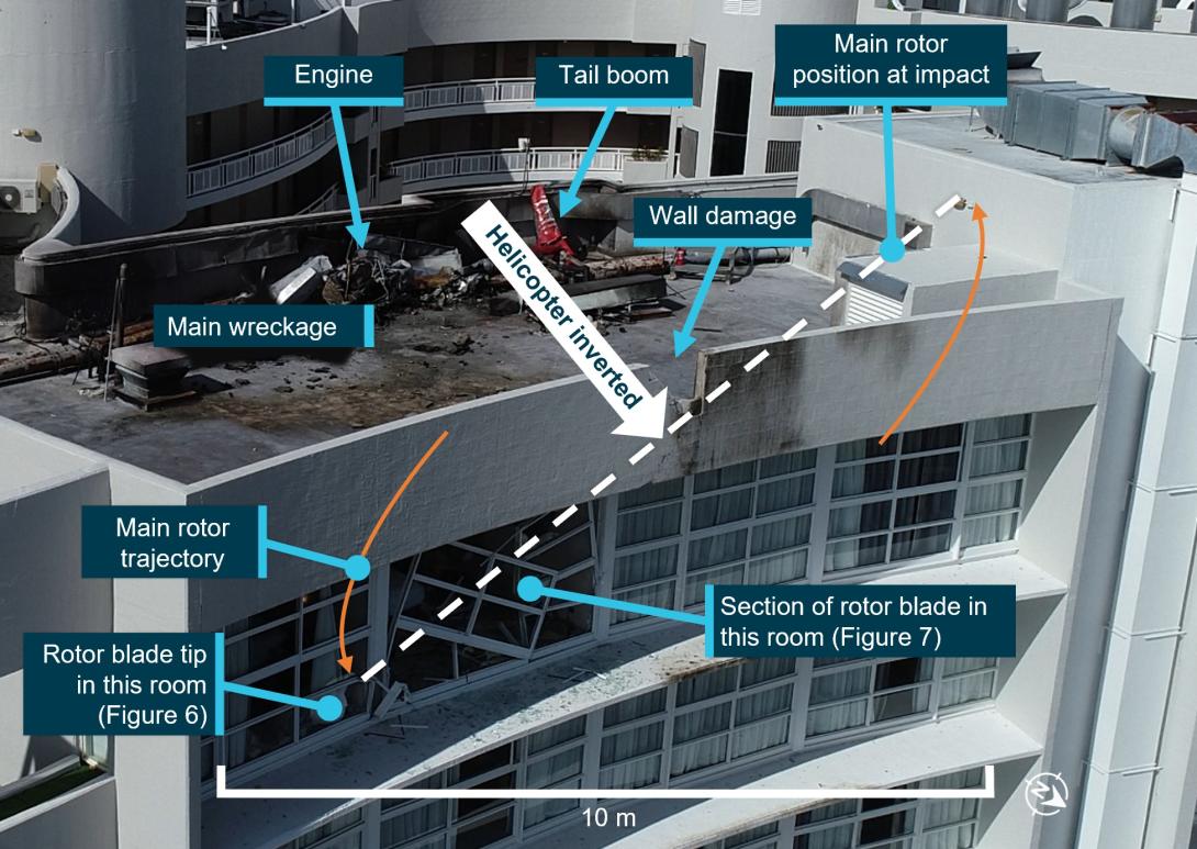 Figure 3: Impact location and hotel room damage