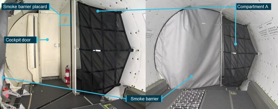Figure 3: Smoke barrier curtain location in exemplar aircraft