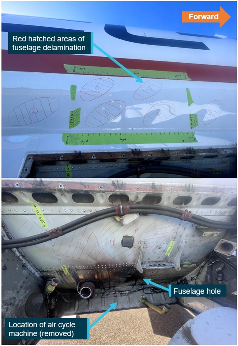 Figure 10: Right side delamination on fuselage