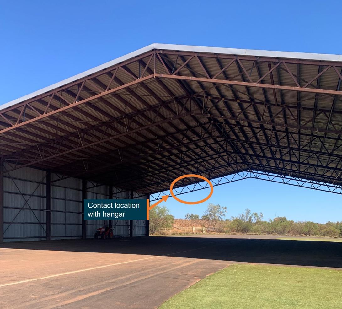 Figure 3: Point of contact on the hangar frame