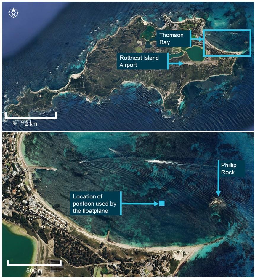 Figure 1: Map showing Rottnest Island and key locations in Thomson Bay (inset)