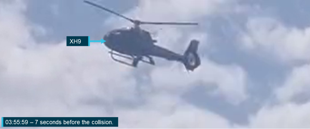 Figure 14: Footage from onboard XKQ showing the relative contrast between XH9 and its background