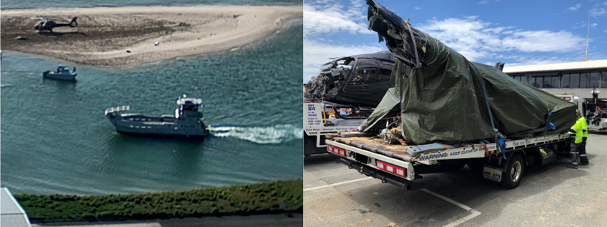 Figure 19: QPS barge Stewart Kerlin II and transport of helicopters