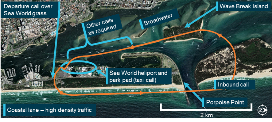 Figure 2: Five-minute scenic flight route and standard radio calls