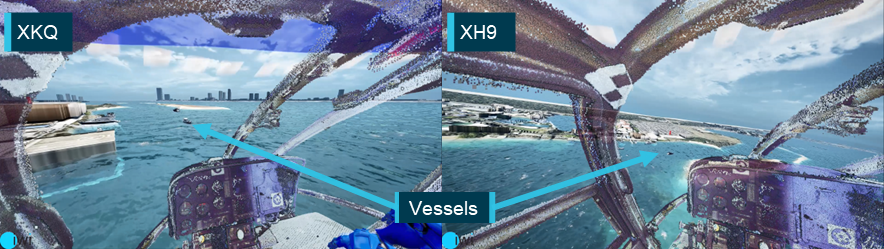 Figure 72: Reconstruction showing vessels crossing the departure path of XKQ and approach path of XH9