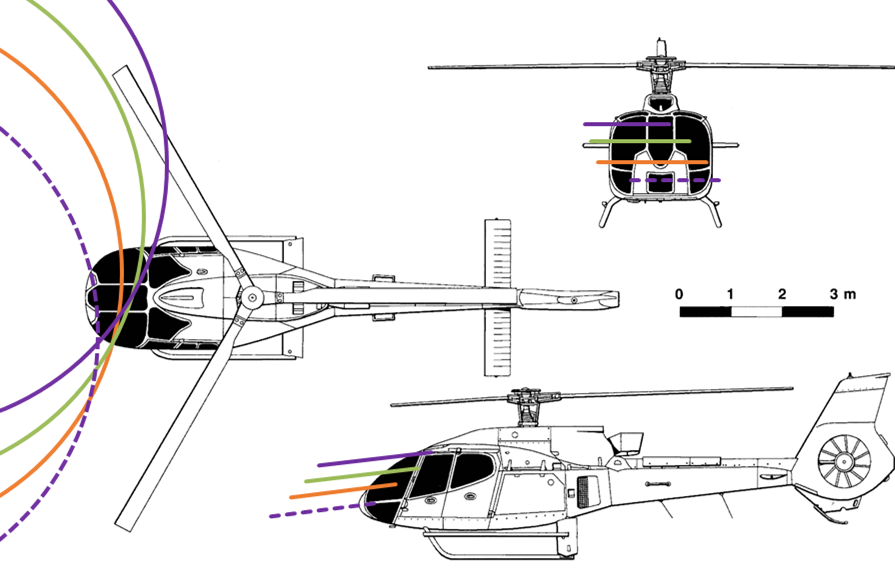 Figure B1: VH-XKQ main rotor blade passes through the cabin of VH‑XH9