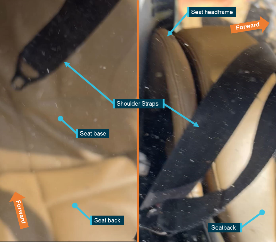 Figure B14: Front right seat shoulder harness disconnected during rollover