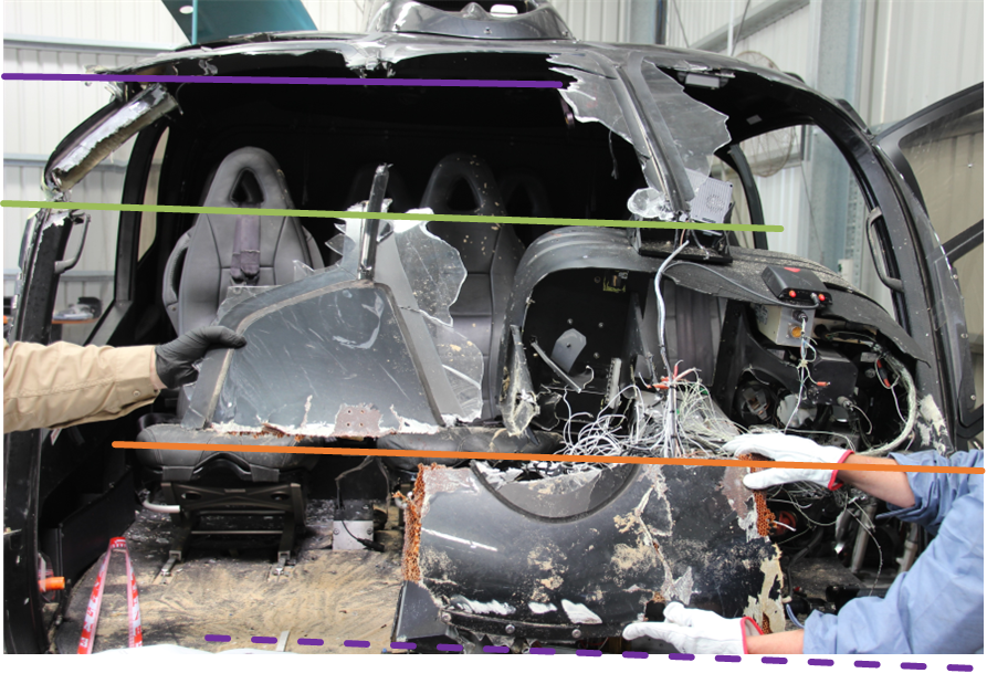 Figure B3: VH-XKQ main rotor blade passes through cabin of VH‑XH9