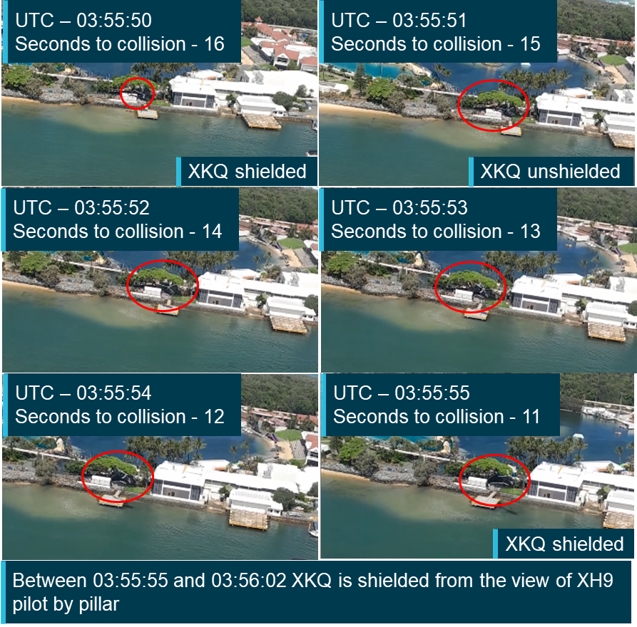 Figure 118: Footage from on board XH9 showing the relative contrast between XKQ and its background throughout its departure