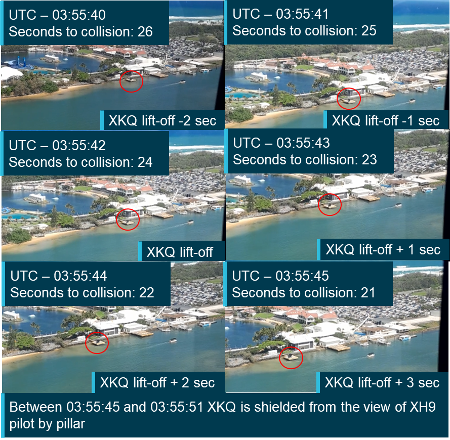 Figure 119: Footage from on board XH9 showing the relative contrast between XKQ and its background for the 4 seconds that it was unshielded between 03:55:51 and 03:55:54
