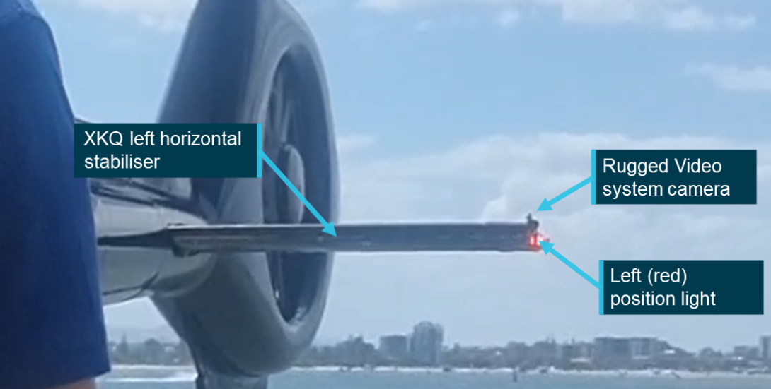 Figure 9: XKQ left horizontal stabiliser, Rugged Video system camera and left position light