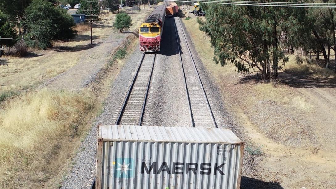 The passenger train stopped just 50 m from a shipping container which had fallen from the freight train.