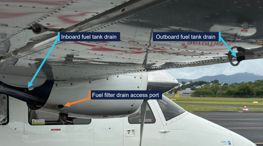 Figure 1: P.68 fuel drain locations (right wing)