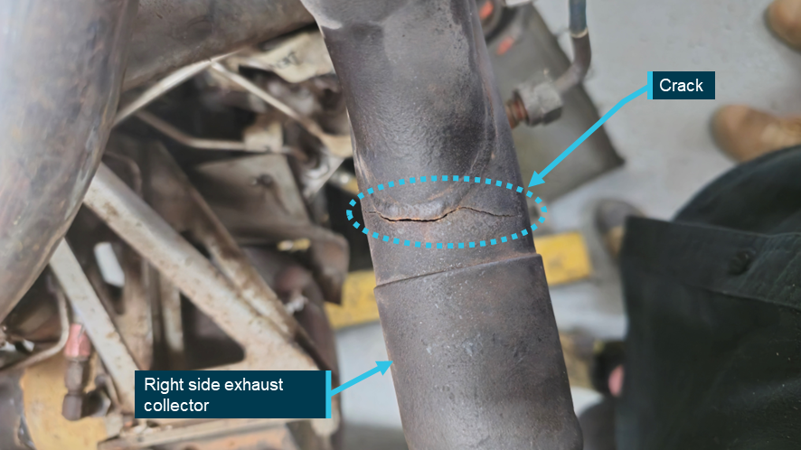 Figure 6: Cracked exhaust collector pipe