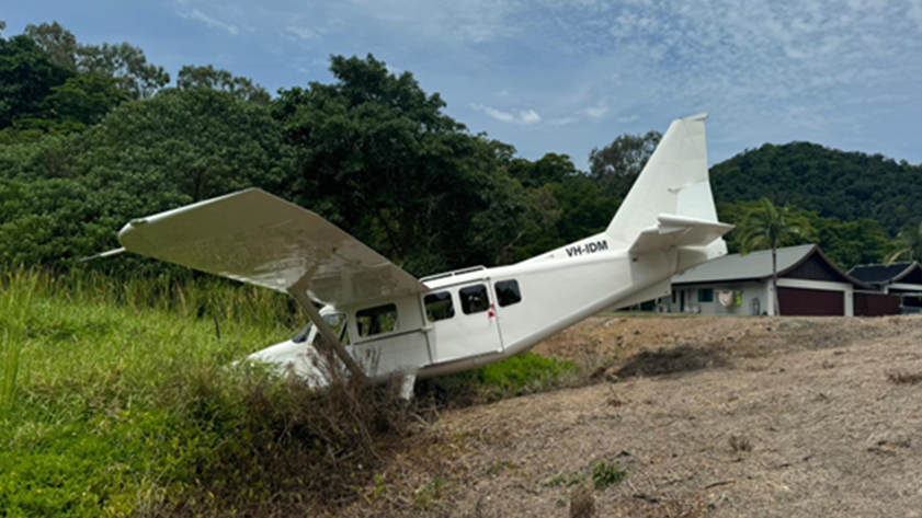 The aircraft came to rest in a ditch beyond the runway threshold