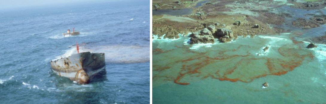 Figure 14: The stranding of Amoco Cadiz and resulting environmental disaster