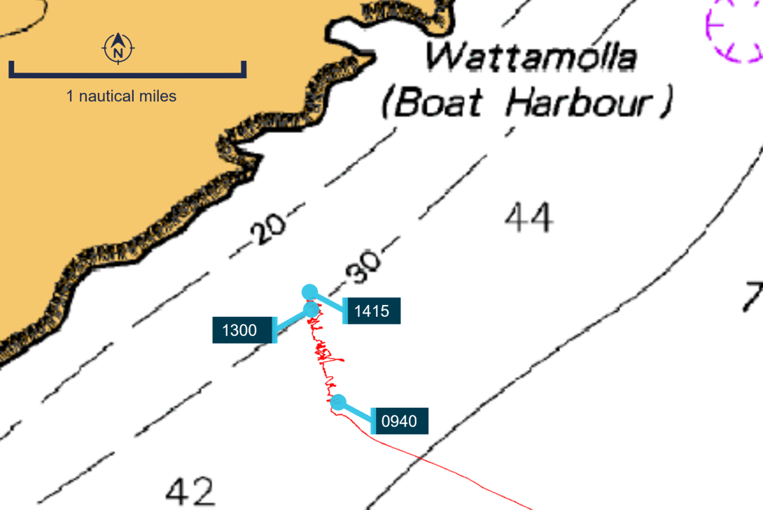 Figure 22: Portland Bay’s movement towards the shore as its anchors dragged