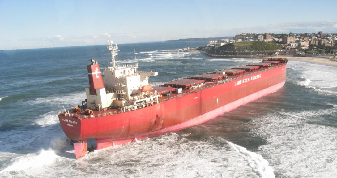 Figure 24: Pasha Bulker stranded on Nobbys Beach, Newcastle, New South Wales