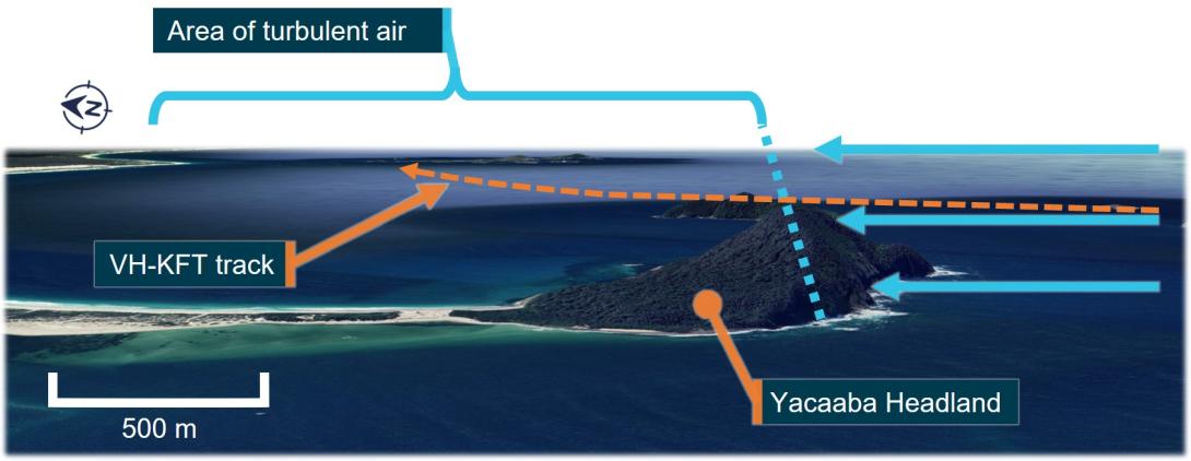 Figure 14: Turbulent areas over Yacaaba Headland