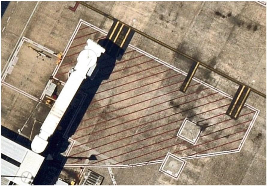 This image shows the aerobridge in the home position, noting the aerobridge is situated in a north-north-east position.