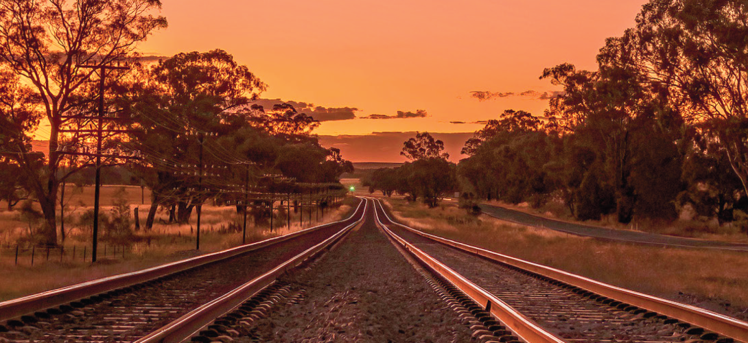 Rail tracks as sunset