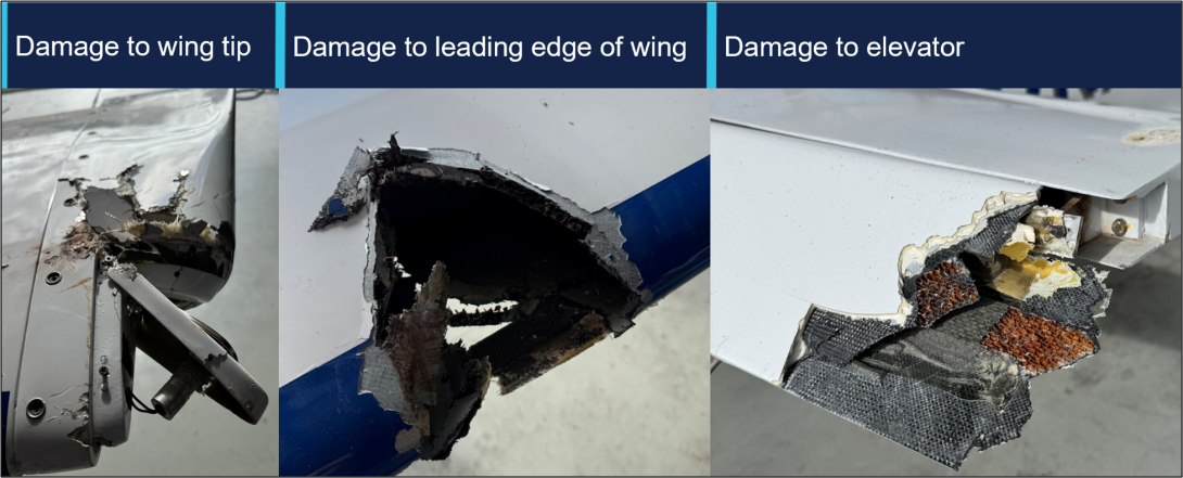 Picture of damage to the aircraft post-occurrence. 