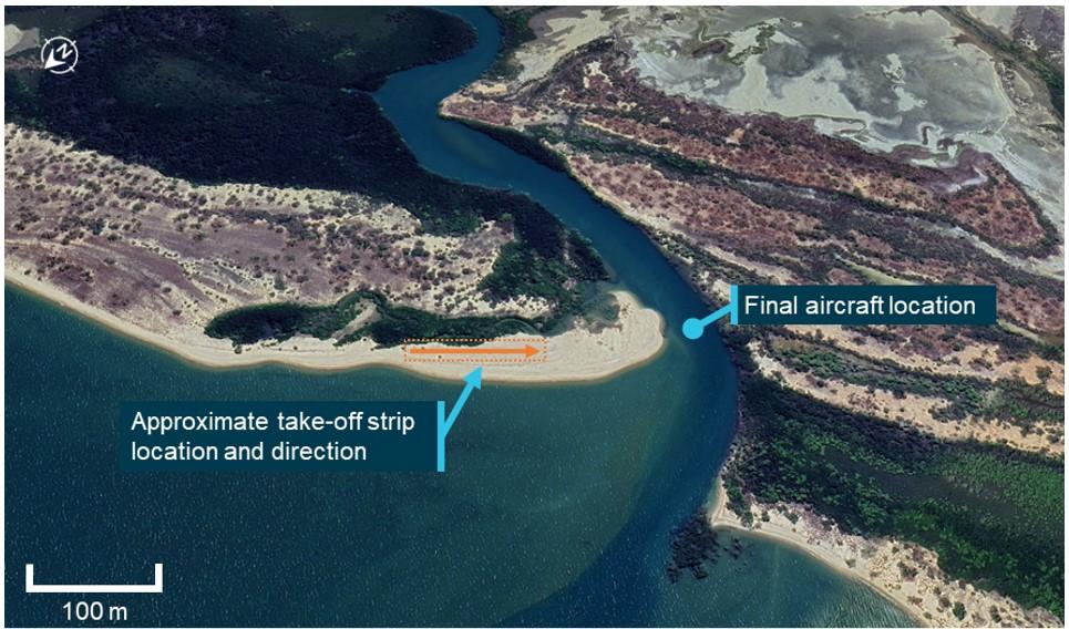 Figure 1: Overview of take-off strip and accident location