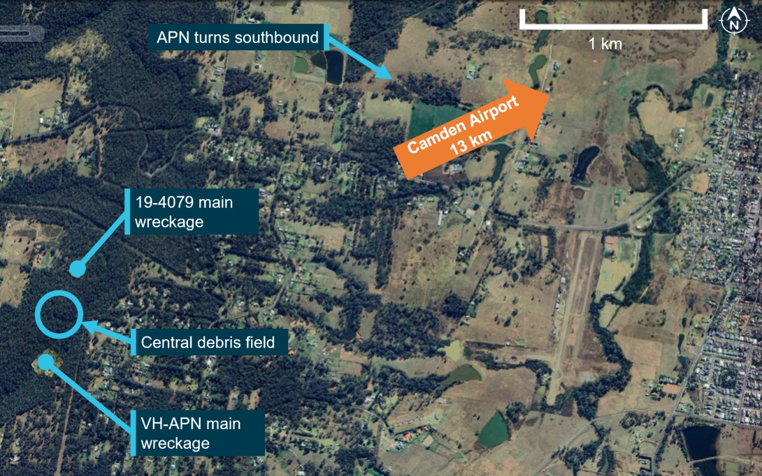 Accident site location in relation to The Oaks