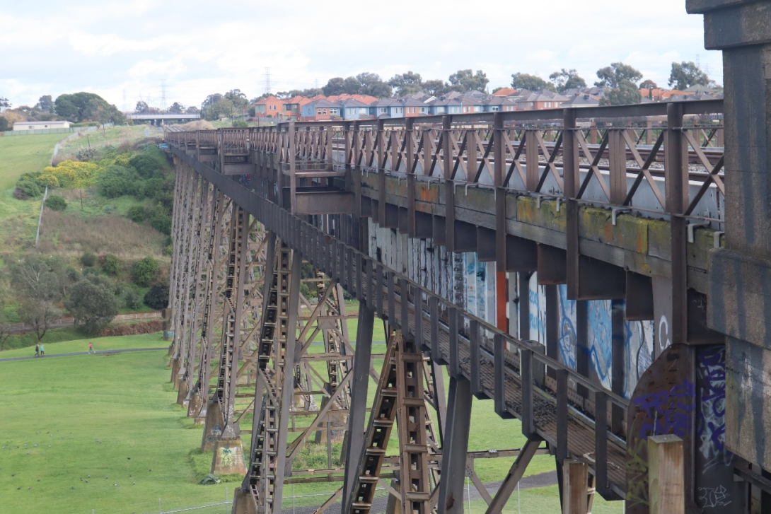 The Moonee Ponds Creek bridge, viewed from the northern abutment.