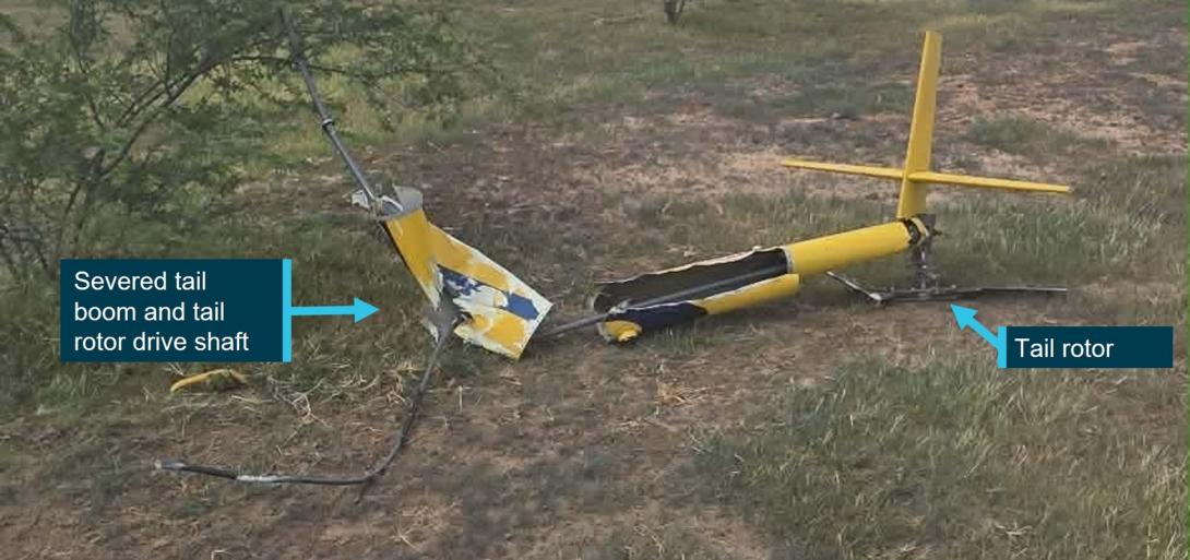 Occurrence helicopters severed tail boom and tail rotor assembly