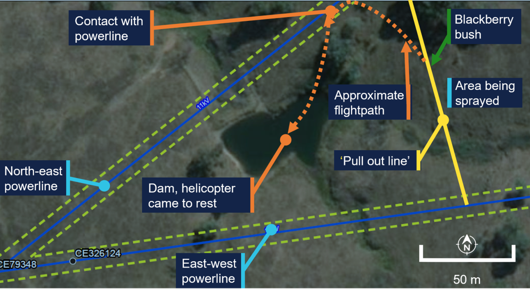 Illustration of area of operation and accident site.